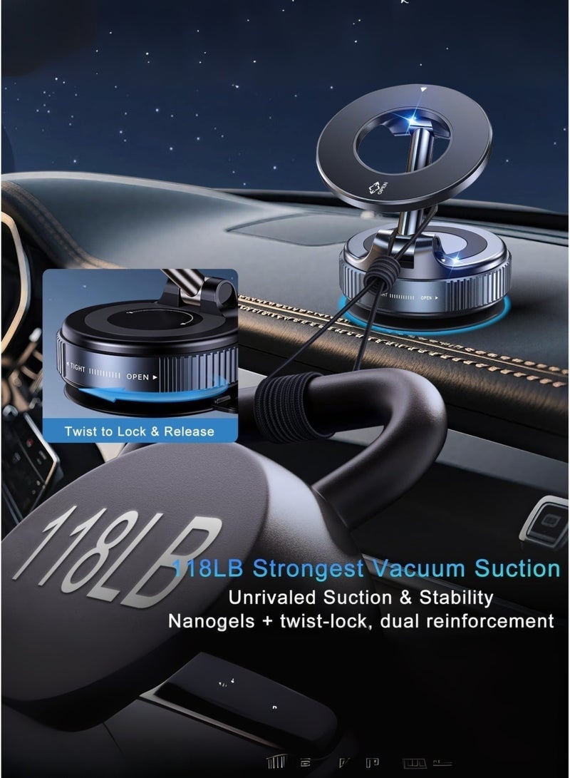 ELTRAZONE 360° Magnetic Car Phone Holder with Strong Suction Mount, MagSafe Compatible Mobile Stand for iPhone 16/15/14/13/12, Samsung Galaxy S24/S23/S22, Google Pixel & Universal Smartphones - Image 4
