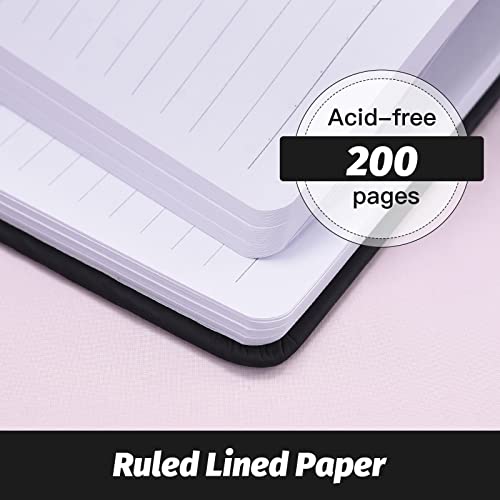 SUIN Hardcover-Journal-Notebooks, A5 Lined Journals Notebook for Writing 200 Pages, 8.2 x 5.5 inch, Classic Ruled Notebooks for Work/Travel/College (Black- 1 Pack) - Image 3