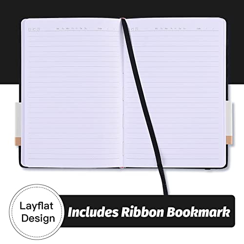 SUIN Hardcover-Journal-Notebooks, A5 Lined Journals Notebook for Writing 200 Pages, 8.2 x 5.5 inch, Classic Ruled Notebooks for Work/Travel/College (Black- 1 Pack) - Image 4