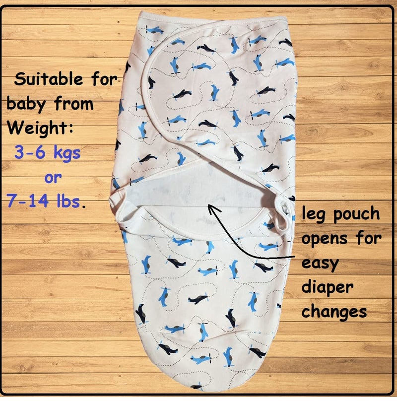 MammaChamp 100% Cotton Swaddle Wrapper Sleeping Sack Bag Wrap for Newborn Baby 0-3 Months- Adjustable/Readymade 100% Cotton (Pack of 1 - Image 4