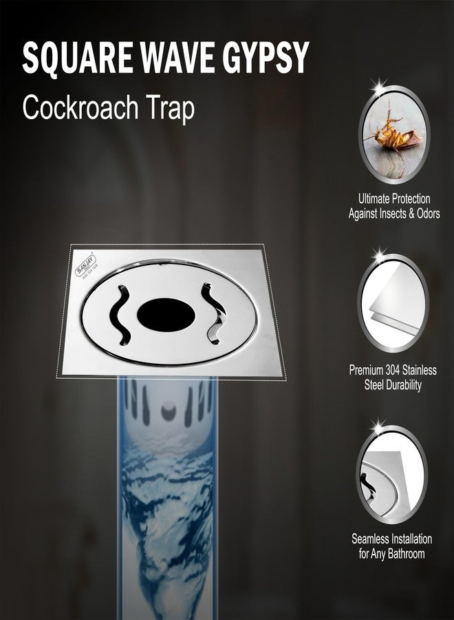 Sanjay Chilly Square Wave SS Floor Drain Pipe Hole with Cockroach Trap for Bathroom 304 Grade | Kitchen Sink Floor Drain Cover Jali washbasin Bathtub Waste Water Drainer (Gypsy Silver 5x5 INCH) - Image 4