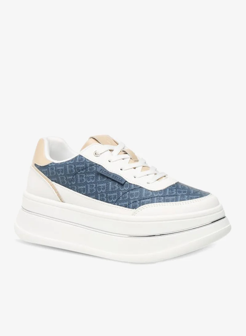 Flora Bella By Shoexpress Womens Monogram Print Sneakers With Lace-Up Closure