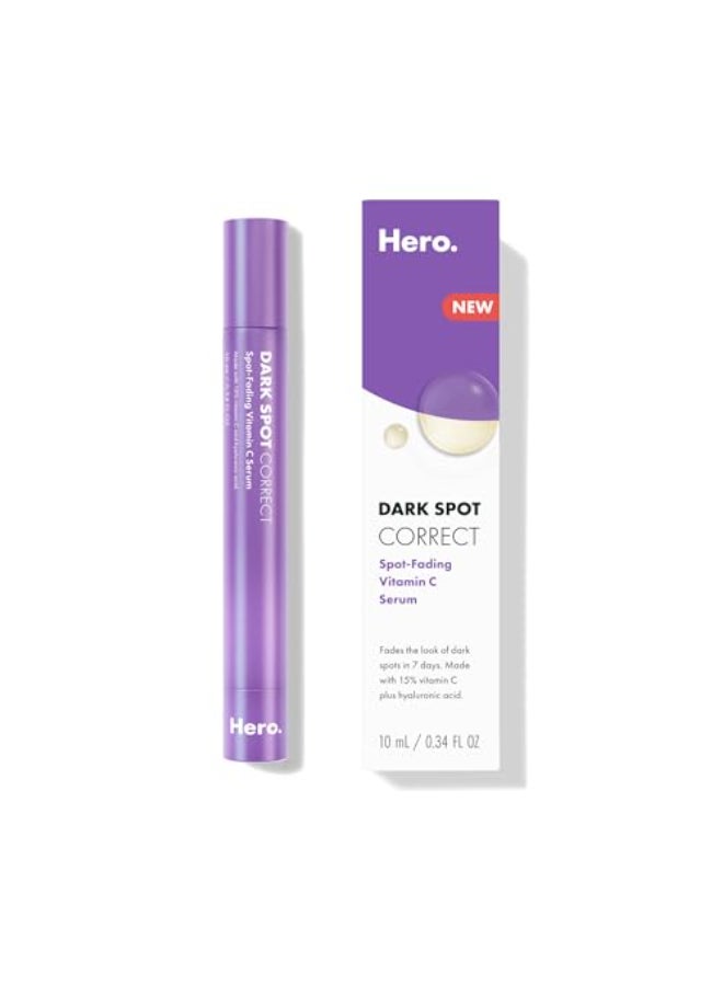 Hero Cosmetics سيروم هيرو كوزمتيكس لتصحيح البقع الداكنة 15 فيتامين سي بالإضافة إلى حمض الهيالورونيك يحسن مظهر علامات ما بعد البثور في 7 أيام مع تطبيق دوار ونقطة كروية لتسهيل التطبيق 10 مل - Image 1