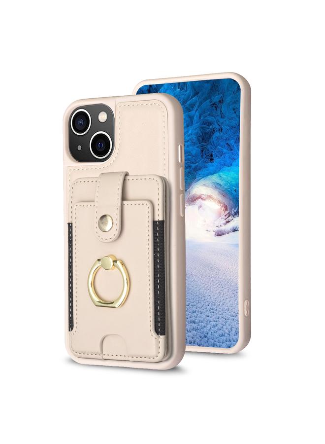 S-TOP Case For iPhone 14 / 13 BF27 Metal Ring Card Bag Holder Phone Case - Image 1