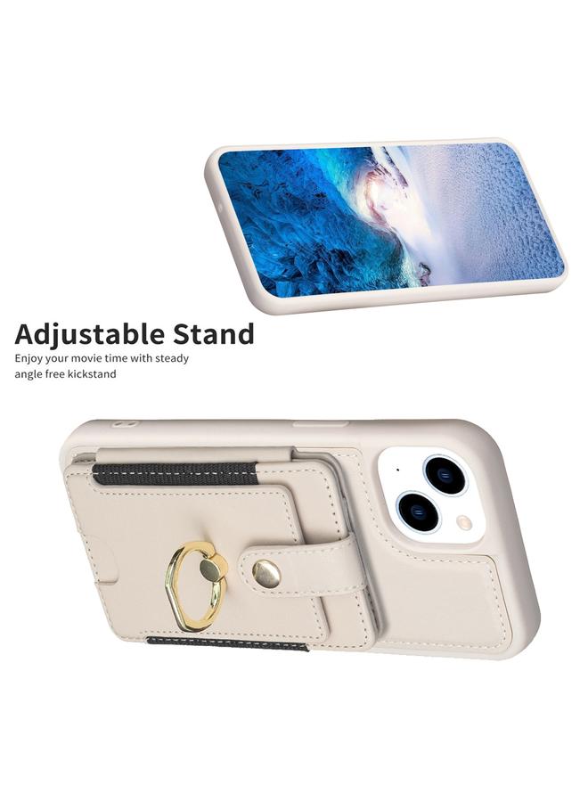 S-TOP Case For iPhone 14 / 13 BF27 Metal Ring Card Bag Holder Phone Case - Image 5