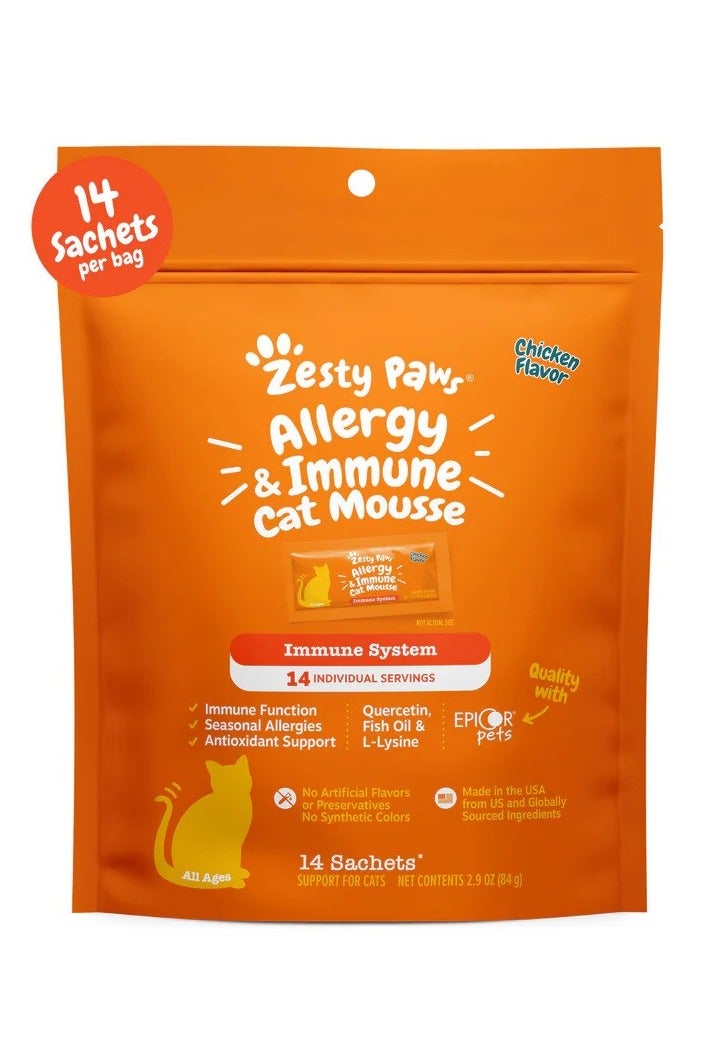 Zesty Paws Cat Allergy & Immune Mousse - Chicken - 14*6g