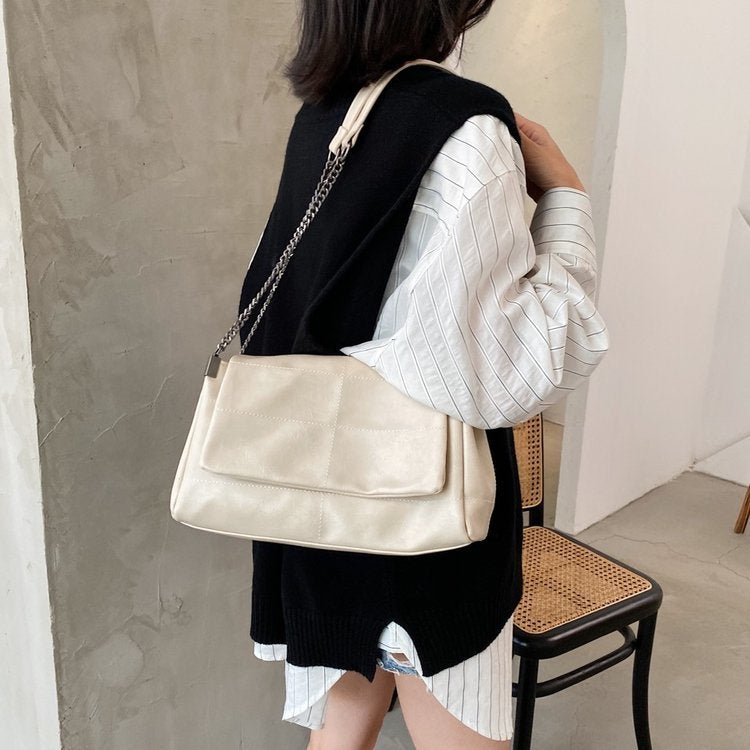2025 Textured Large-Capacity Bag Women'S Trendy New Retro Chain Bag Simple Shoulder Crossbody Bag Handheld - Image 3