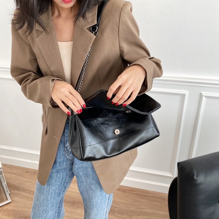 2025 Textured Large-Capacity Bag Women'S Trendy New Retro Chain Bag Simple Shoulder Crossbody Bag Handheld - Image 4