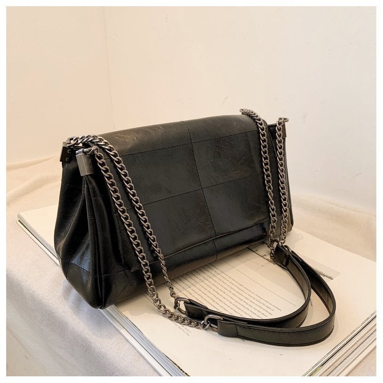 2025 Textured Large-Capacity Bag Women'S Trendy New Retro Chain Bag Simple Shoulder Crossbody Bag Handheld - Image 2