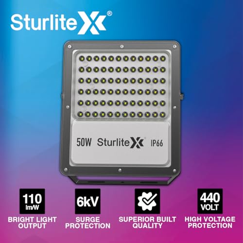 Sturlite Zuper 50 W LED Flood Light| Cool White 6500K Color Temperature LED Lamp| IP66 Waterproof Surge Protection Focus Light for Factory, Garage, Parking, Garden, Playground & Shop - (Pack of 2) - Image 3