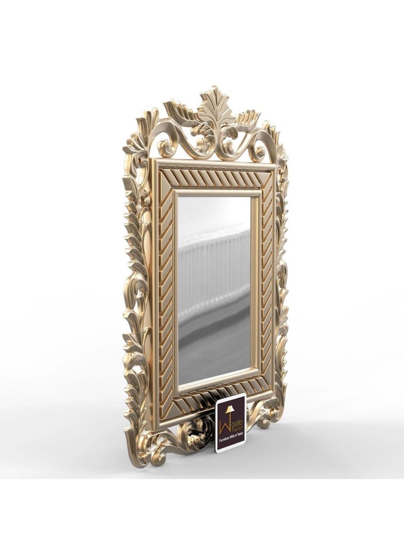 Wooden Twist Wooden Carved Mirror (Golden)  - Image 4