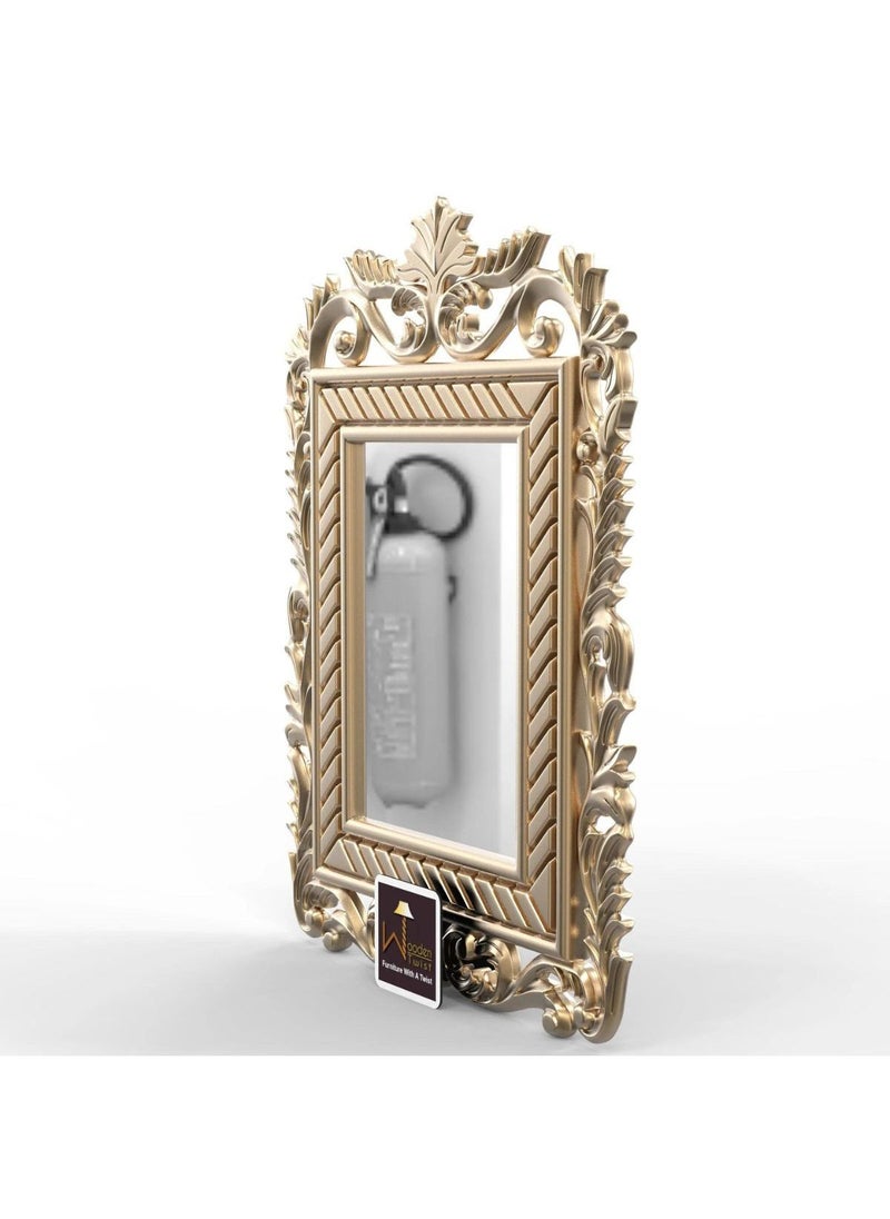 Wooden Twist Wooden Carved Mirror (Golden)  - Image 3