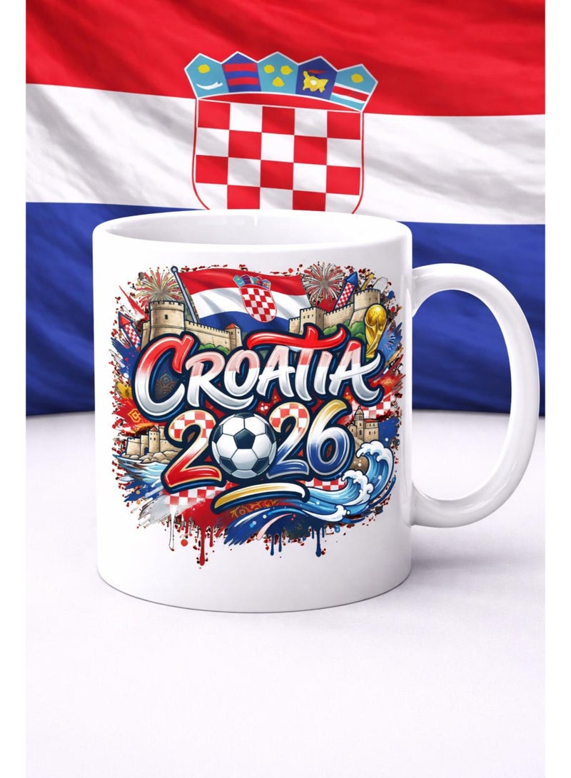 Croatia 2026 World Cup Commemorative White Ceramic Coffee Mug