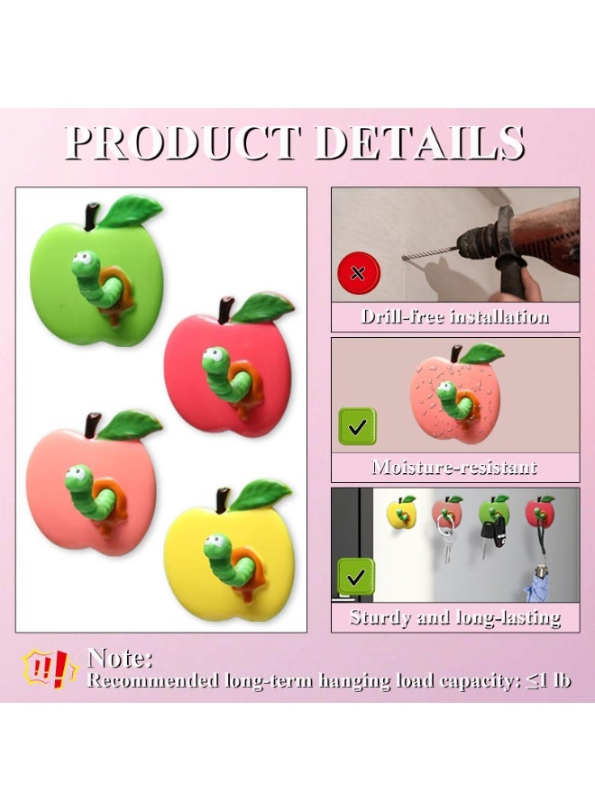 4 Pcs Cute Wall Hooks, Plastic Adhesive Hooks for Hanging Lightweight Items, Towel, Key, Hat, Small Decorative Wall Hooks for Home, Kitchen, Bathroom, Office - Image 2