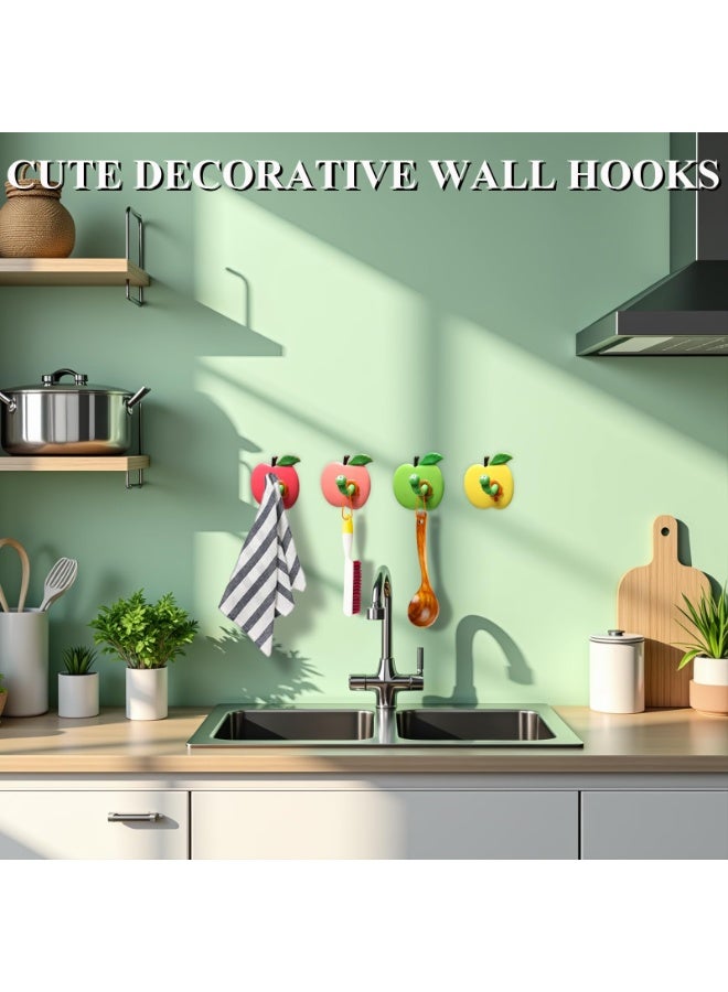 4 Pcs Cute Wall Hooks, Plastic Adhesive Hooks for Hanging Lightweight Items, Towel, Key, Hat, Small Decorative Wall Hooks for Home, Kitchen, Bathroom, Office - Image 3