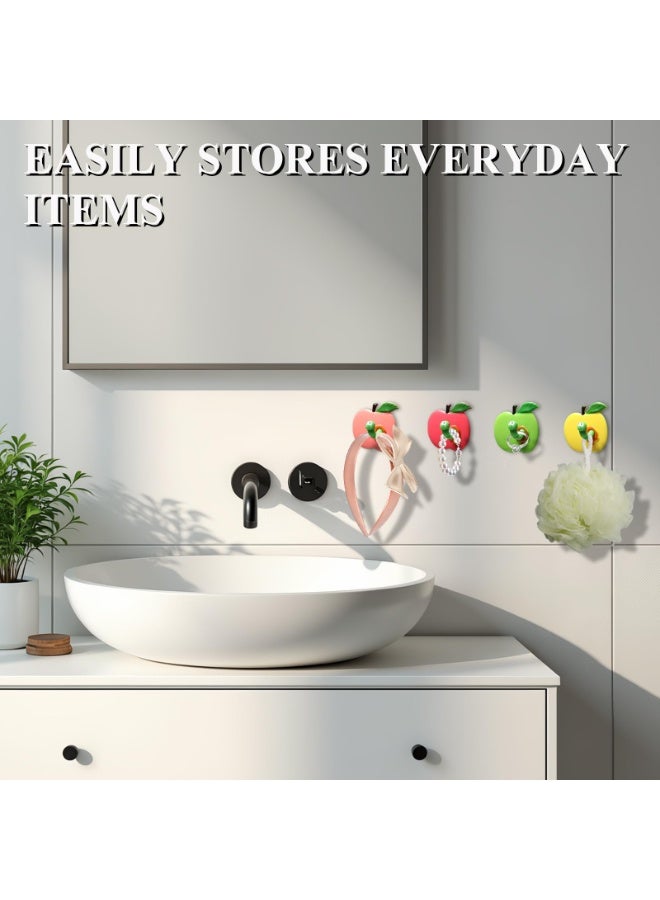 4 Pcs Cute Wall Hooks, Plastic Adhesive Hooks for Hanging Lightweight Items, Towel, Key, Hat, Small Decorative Wall Hooks for Home, Kitchen, Bathroom, Office - Image 5