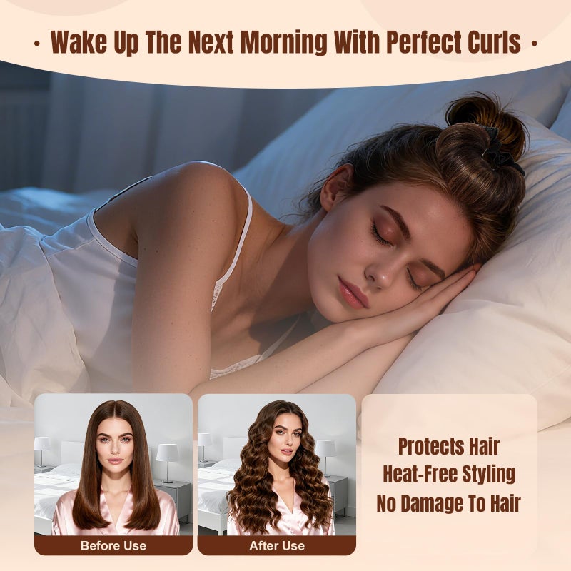 BLAAROOM Overnight Heatless Hair Curler Satin Jumbo Flexi Overnight Curls Blowout Rods 3pcs No-Heat Styling Tools Curling Rod To Sleep In for All Hair Types - Black - Image 5