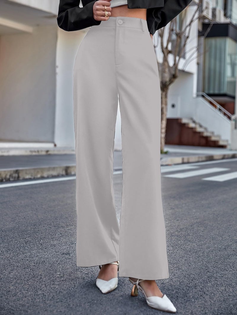 Aahwan Solid Grey High Rise Waist Wide Leg Pants for Women's & Girls' (233-Grey-XS) - Image 3