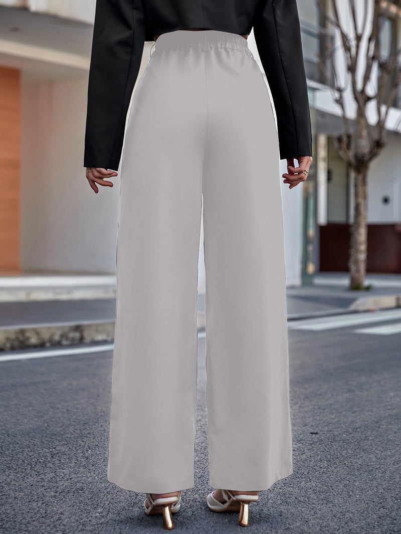 Aahwan Solid Grey High Rise Waist Wide Leg Pants for Women's & Girls' (233-Grey-XS) - Image 2