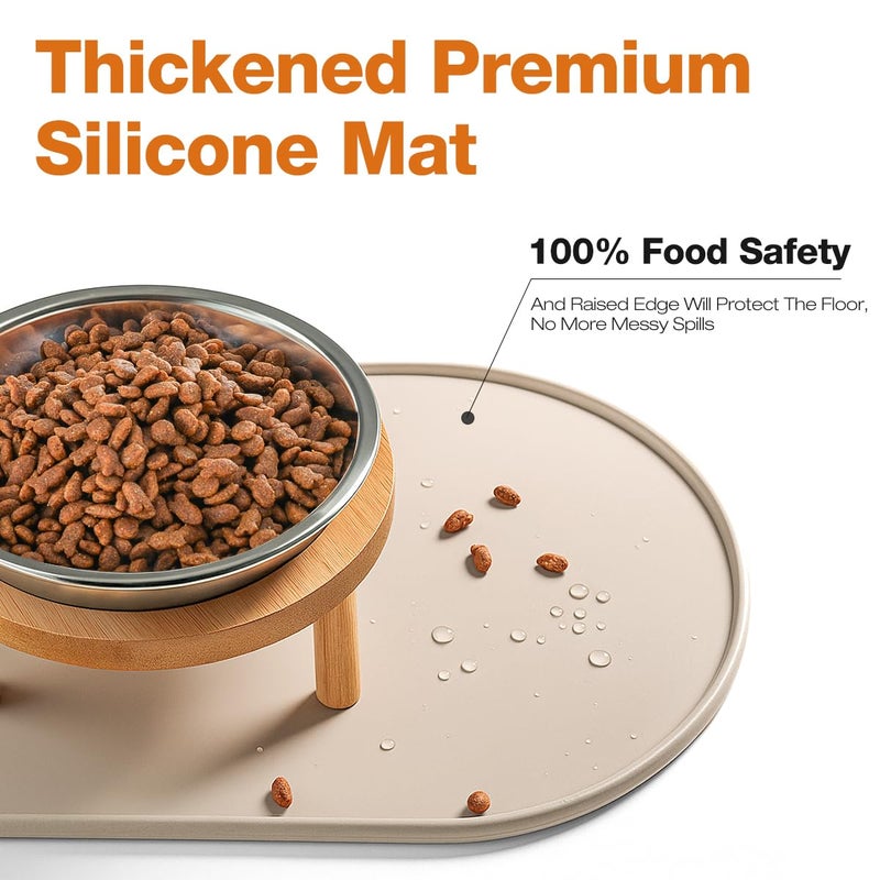 Summark Elevated Cat Bowls with Food Mat,6.3 Inches Shallow Raised Bowls Whisker Friendly,2 Stainless Steel Cat Food and Water Dishes for Cats and Puppies,Dishwasher Safe - Image 4