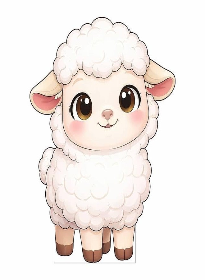 EZISHIPS Cartoon Sheep Cardboard Cutout Standee, 3 FT Life Size Cute Animal Standup with Back Support, Waterproof Corrugated Plastic Decor for Party, Event, Photo Area & Display Scene - Image 1