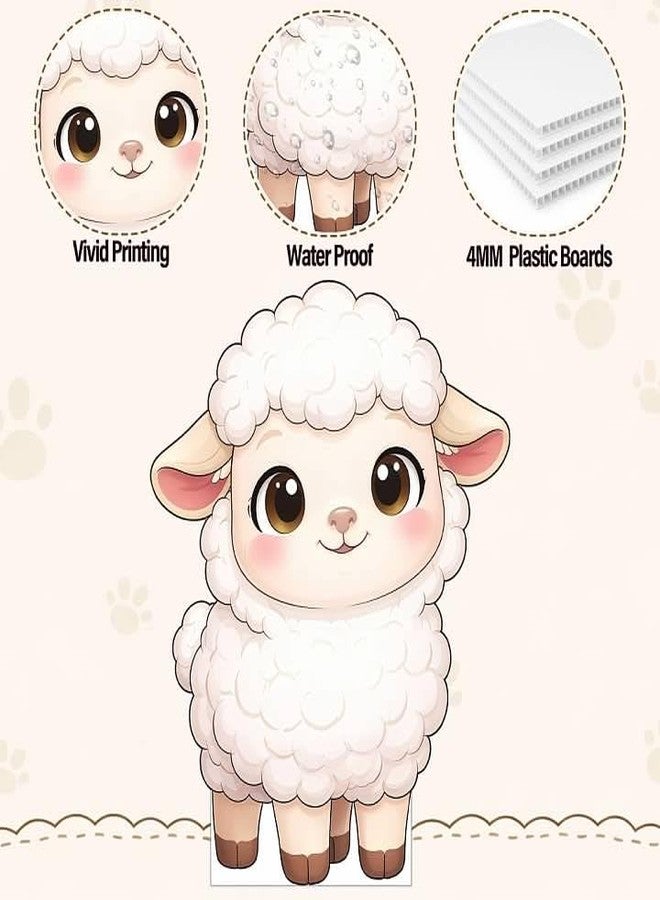 EZISHIPS Cartoon Sheep Cardboard Cutout Standee, 3 FT Life Size Cute Animal Standup with Back Support, Waterproof Corrugated Plastic Decor for Party, Event, Photo Area & Display Scene - Image 4