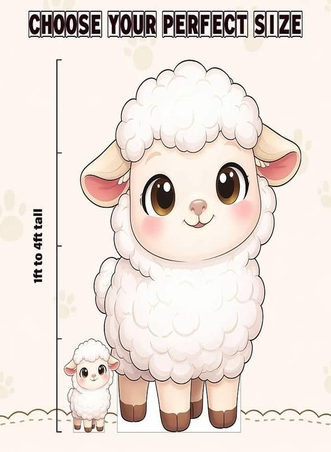 EZISHIPS Cartoon Sheep Cardboard Cutout Standee, 3 FT Life Size Cute Animal Standup with Back Support, Waterproof Corrugated Plastic Decor for Party, Event, Photo Area & Display Scene - Image 2