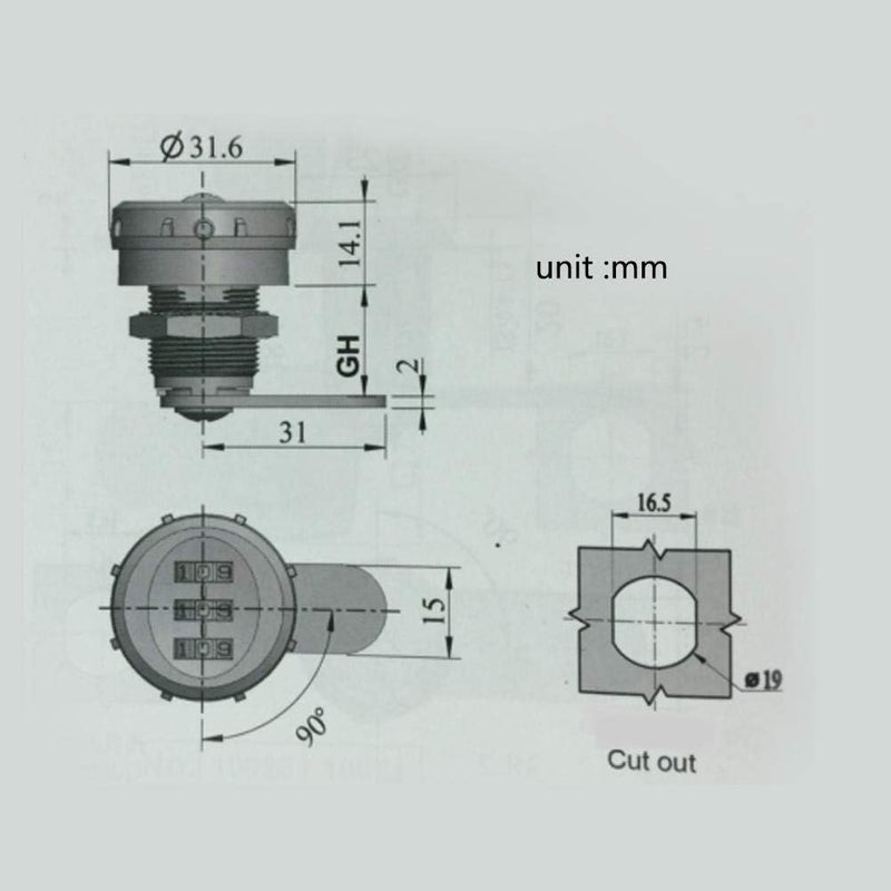 klarako Combination Cam Lock, Bright Chrome Zinc Alloy Password Coded Lock 3-Digit Combination for Box Cabinet Drawer (#3) - Image 4