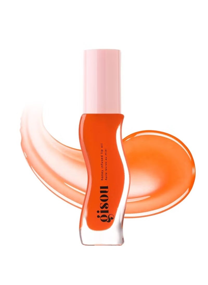 Gisou Honey Infused Hydrating Lip Oil, Nourishing Lip Moisturizer for Dry Lips, High Shine, Smooth Finish, Sheer Hot Coral Shade, Tropical Mango Passion Fruit Scent, Mango Passion Punch, 8ml  - Image 1