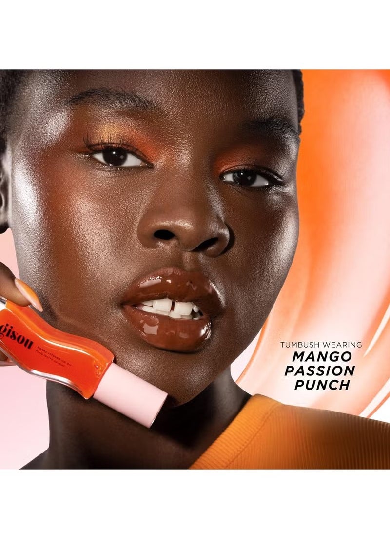 Gisou Honey Infused Hydrating Lip Oil, Nourishing Lip Moisturizer for Dry Lips, High Shine, Smooth Finish, Sheer Hot Coral Shade, Tropical Mango Passion Fruit Scent, Mango Passion Punch, 8ml  - Image 4