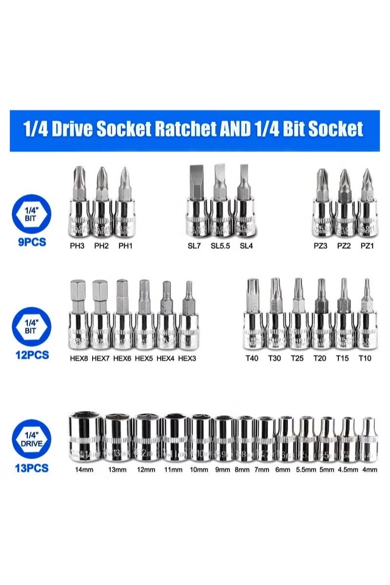 مجموعة الأدوات الميكانيكية لإصلاح السيارات -46 قطعة -32×19 × 18 سم -خضراء - Image 5