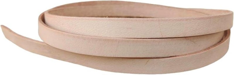 Aezzo Flat Genuine Leather Cord for Bracelet Making 3/8 Inch - Real Leather Strip for Jewelry, Keychain, DIY Craft, Watch Band, Purse Strap, 1.1 Yard (Beige) - Image 3