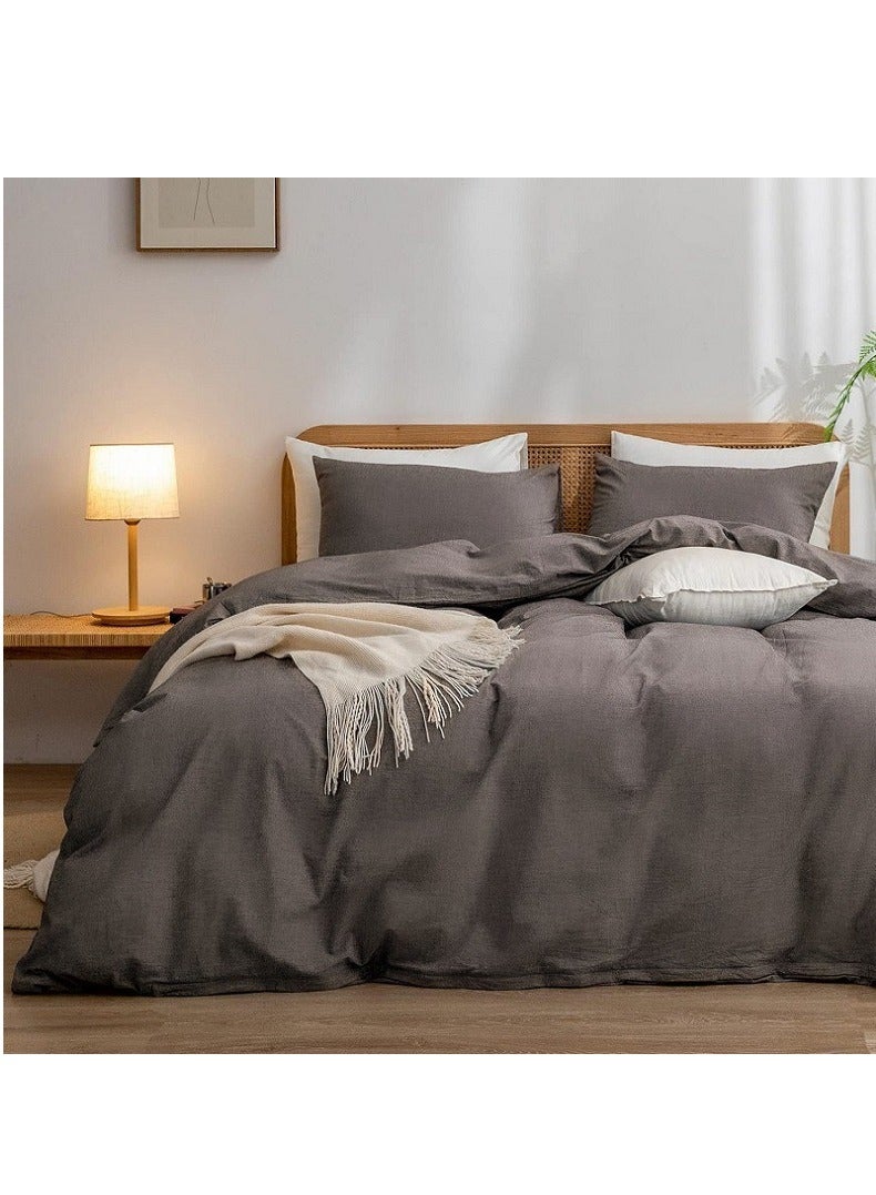 High-Quality Solid Color Single Bed 4-Piece Set Skin-Friendly Fabric Bedding Includes 1 Duvet Cover, Bed Sheet, and 2 Pillowcases (200*230cm) - Image 1