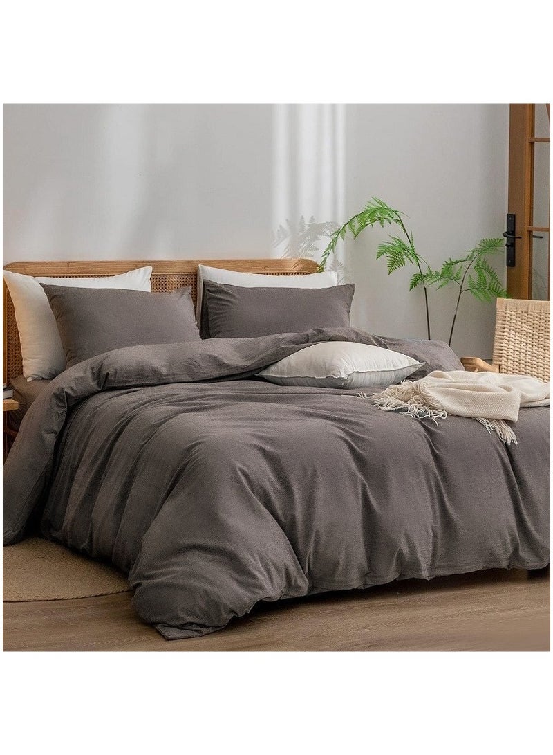 High-Quality Solid Color Single Bed 4-Piece Set Skin-Friendly Fabric Bedding Includes 1 Duvet Cover, Bed Sheet, and 2 Pillowcases (200*230cm) - Image 3