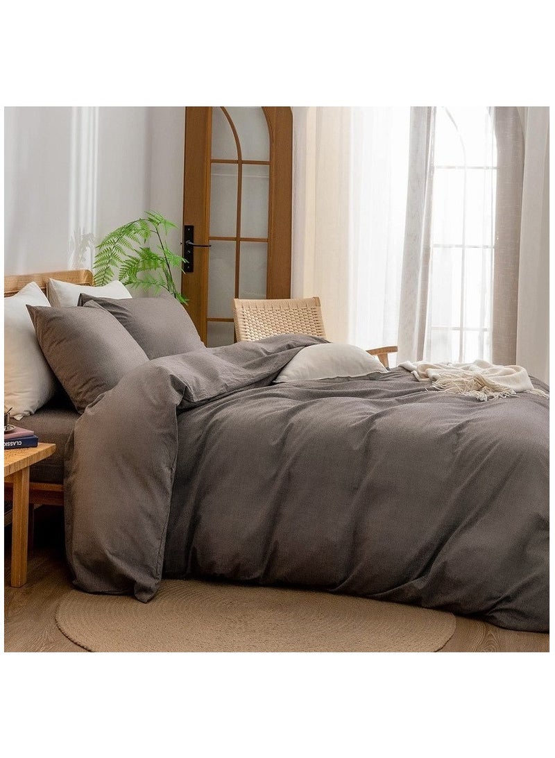 High-Quality Solid Color Single Bed 4-Piece Set Skin-Friendly Fabric Bedding Includes 1 Duvet Cover, Bed Sheet, and 2 Pillowcases (200*230cm) - Image 4