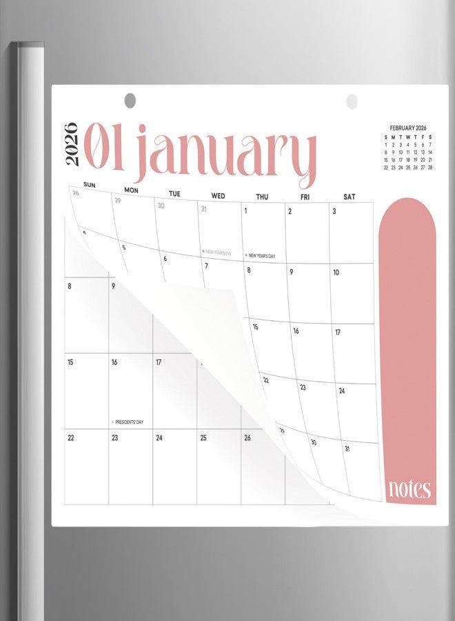 Paper Play Magnetic Calendar for Fridge Greenery Calendar January 2026 to June 2027, 13.5x11 Inch, Monthly Calendar for Refrigerator, Large Writing Blocks with Holidays - Image 1