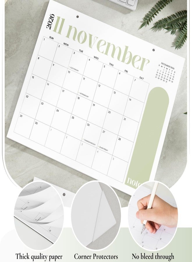 Paper Play Magnetic Calendar for Fridge Greenery Calendar January 2026 to June 2027, 13.5x11 Inch, Monthly Calendar for Refrigerator, Large Writing Blocks with Holidays - Image 2
