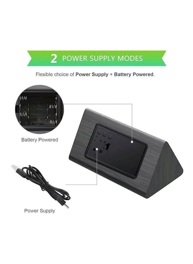 Beauenty Digital Alarm Clock, Wooden Electronic LED Time Display, Alarm Settings, Humidity Temperature Detect, Wood Made Electric Clocks for Bedroom, Bedside - Image 4