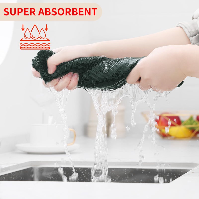 Homaxy 100% Cotton Waffle Weave Kitchen Dish Cloths, Ultra Soft Absorbent Quick Drying Dish Towels, 12 x 12 Inches, 6-Pack, Blackish Green - Image 3