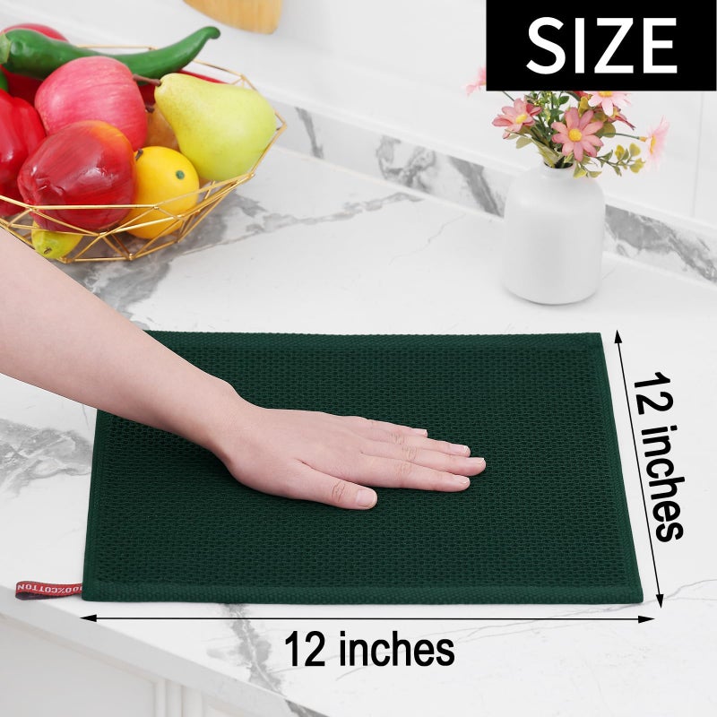Homaxy 100% Cotton Waffle Weave Kitchen Dish Cloths, Ultra Soft Absorbent Quick Drying Dish Towels, 12 x 12 Inches, 6-Pack, Blackish Green - Image 5
