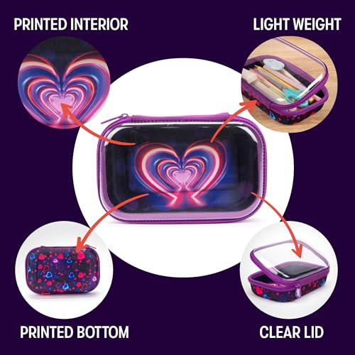 Zipit حافظة أقلام ZIPIT الشفافة للأطفال، صندوق أقلام متين للمدرسة، صندوق منظم للمكتب بسعة كبيرة، قلب - Image 3