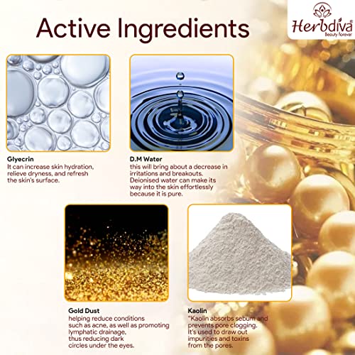 Herbdiva Radiant Gold Face Pack 500g | Enriched With Gold Dust & Almond Oil | Detoxifying & Hydrating Stay Beautiful & Glowing - Image 4