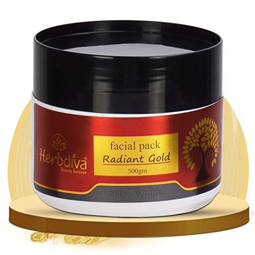 Herbdiva Radiant Gold Face Pack 500g | Enriched With Gold Dust & Almond Oil | Detoxifying & Hydrating Stay Beautiful & Glowing - Image 2