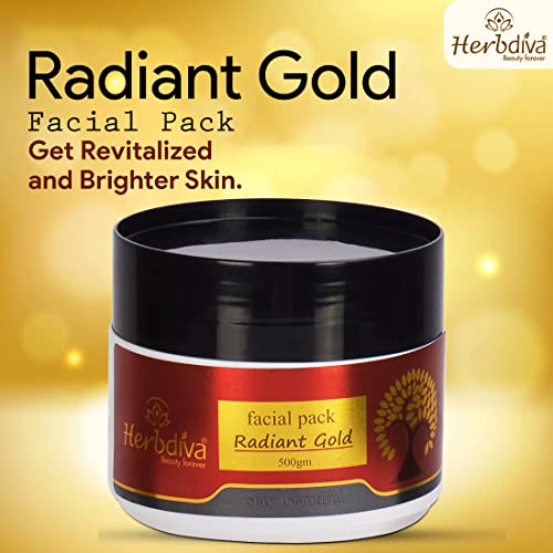 Herbdiva Radiant Gold Face Pack 500g | Enriched With Gold Dust & Almond Oil | Detoxifying & Hydrating Stay Beautiful & Glowing - Image 3