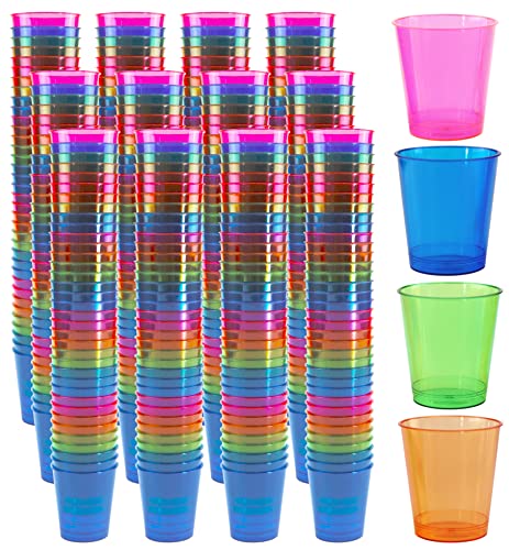 Iconikal Iconikal 432Count Bulk Plastic Shot Glasses 4Color Assortment 1Ounce for Parties Special Events Samples Cocktails Tailgating 