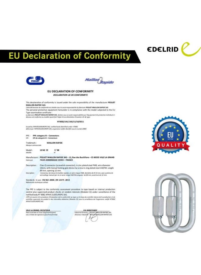 EDELRID EDELRID Screwlink 10 mm Steel Screw Locking Carabiner  (Silver) - Image 3