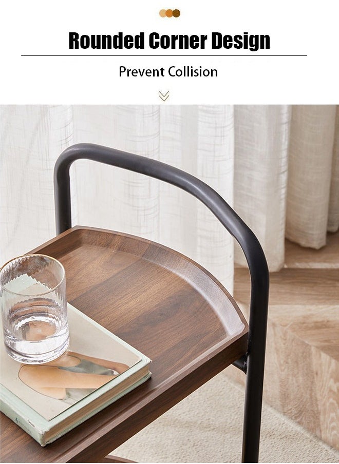 VUCATIN End Table 2-Tier Rectangle Side Table with Rolling Wheels Bedside Table Small Coffee Table Sofa Side Table for Living Room Bedroom Balcony and Office (Rectangle)  - Image 3