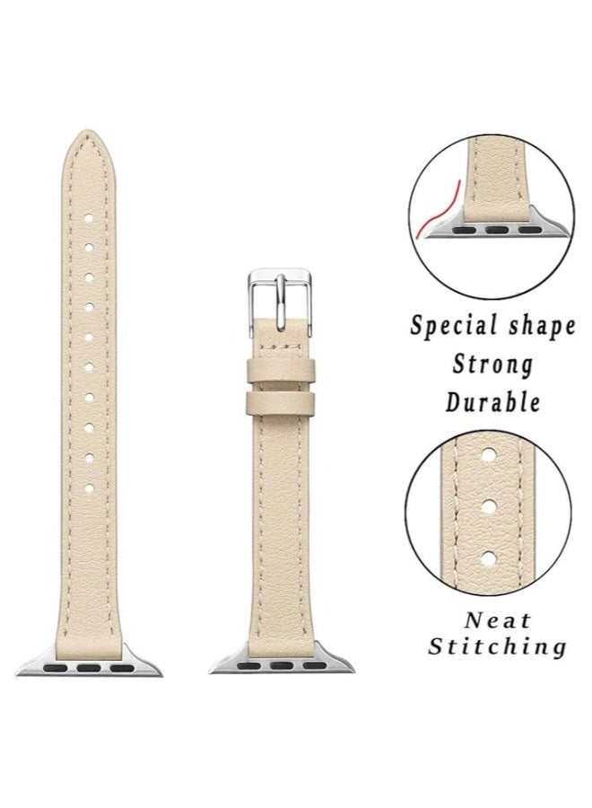 Top Grain Leather Thin Watch Strap,Slim Leather Bands Compatible ,  for Iwatch Se Series（ 42mm 44mm 45mm 49mm） - Image 2