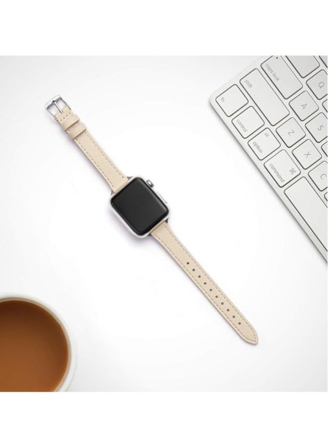 Top Grain Leather Thin Watch Strap,Slim Leather Bands Compatible ,  for Iwatch Se Series（ 42mm 44mm 45mm 49mm） - Image 4