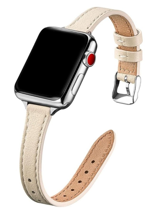 Top Grain Leather Thin Watch Strap,Slim Leather Bands Compatible ,  for Iwatch Se Series（ 42mm 44mm 45mm 49mm） - Image 1